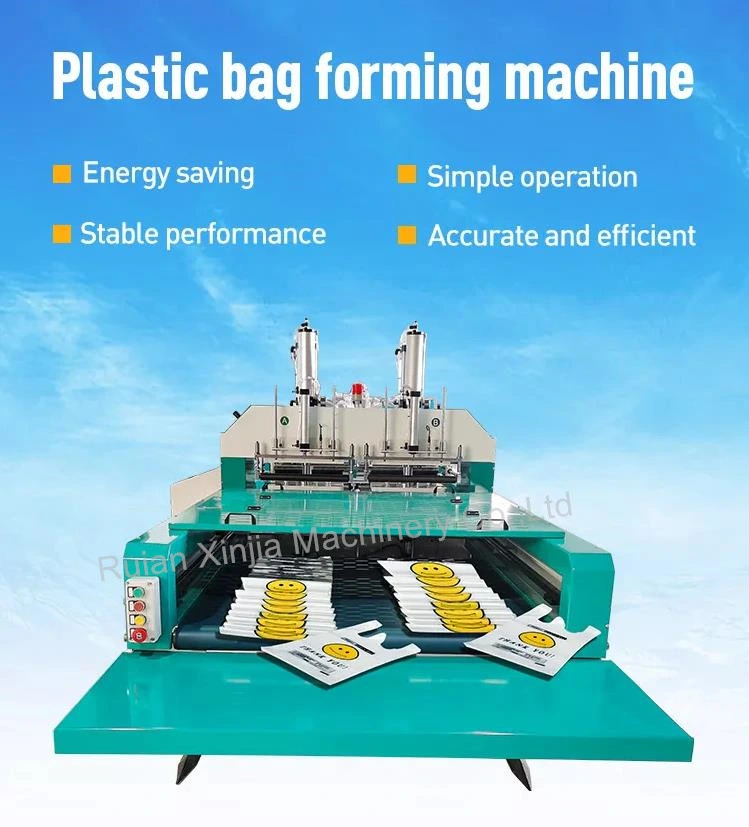 Price Sealing Cutting Double Lines 600PCS HDPE LDPE Biodegradable Shopping T-Shirt Vest Plastic Bag Making Machine