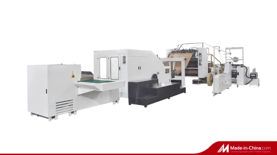 Vollautomatische Maschine zur Herstellung von Papiertüten mit quadratischem Boden und Inline-Drehgriff
